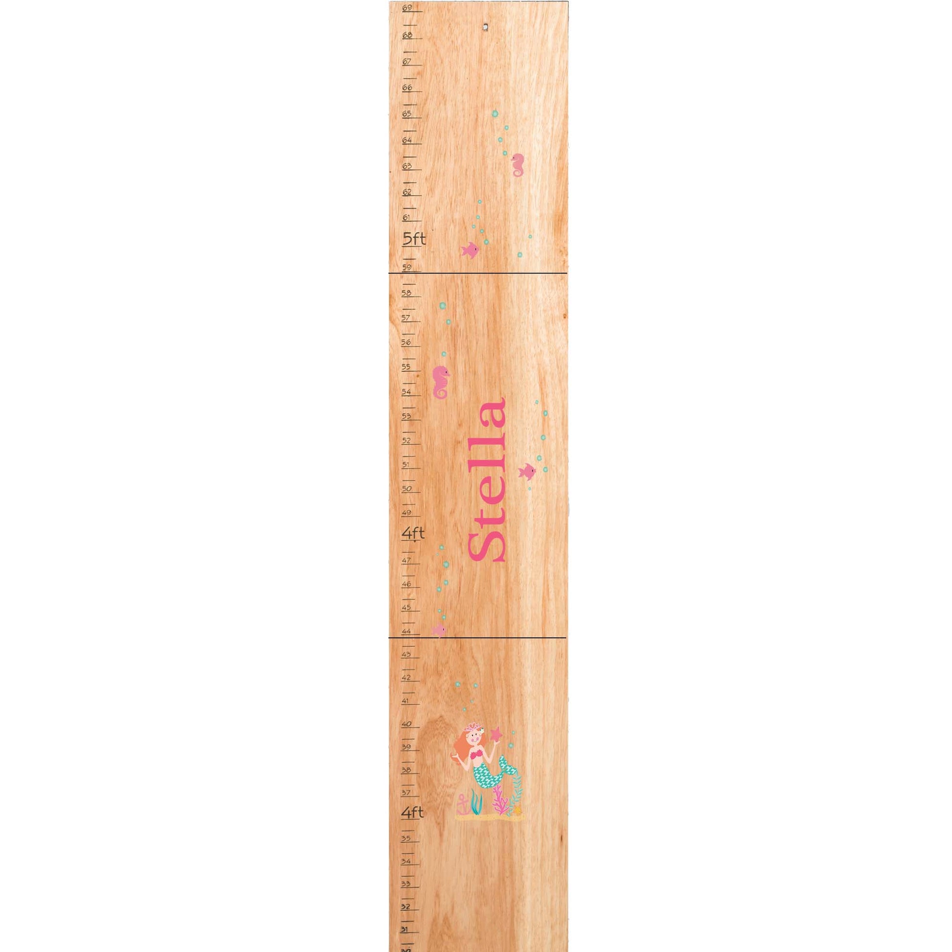 Personalized Natural Growth Chart With Mermaid Red Hair Design