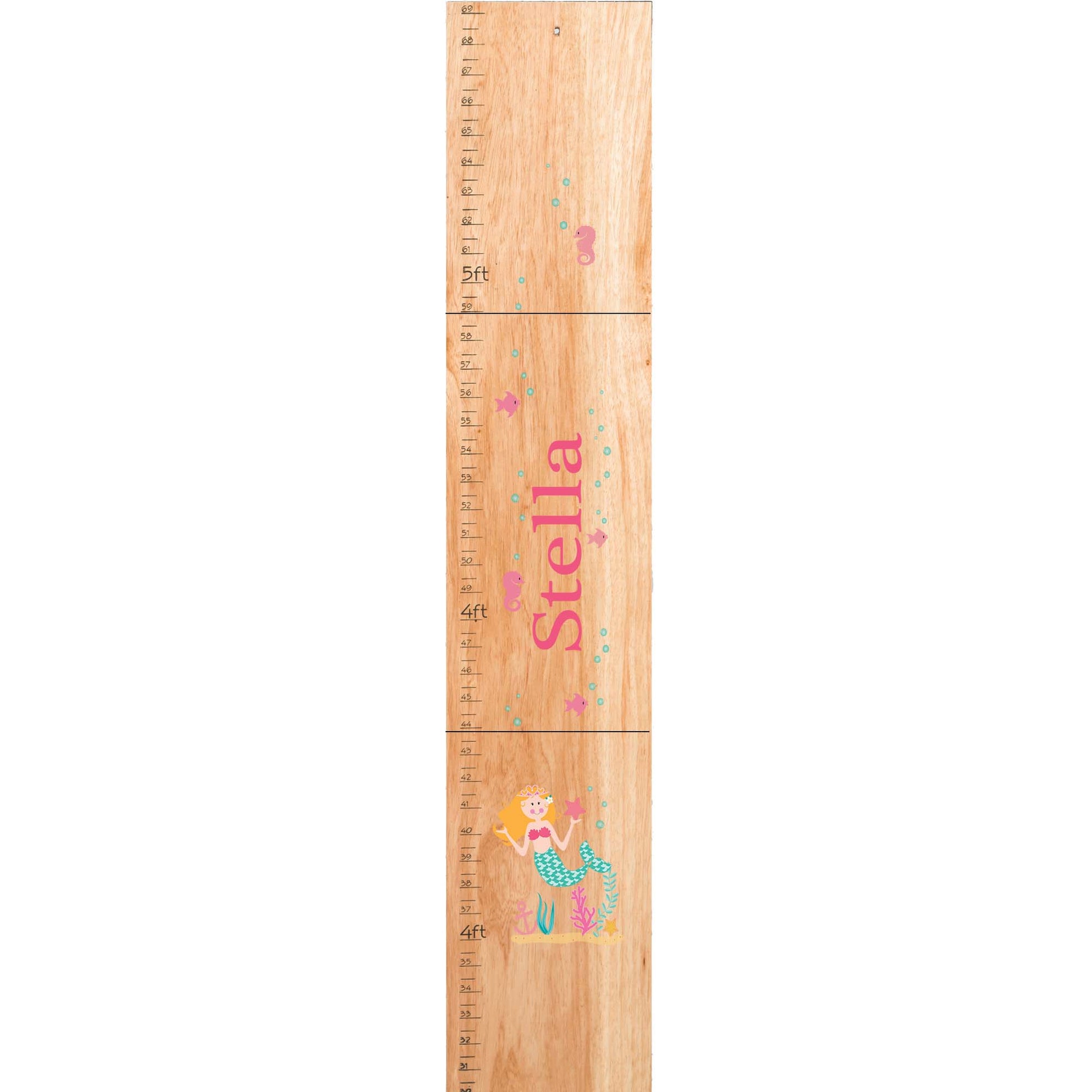 Personalized Natural Growth Chart With Mermaid Blonde Design