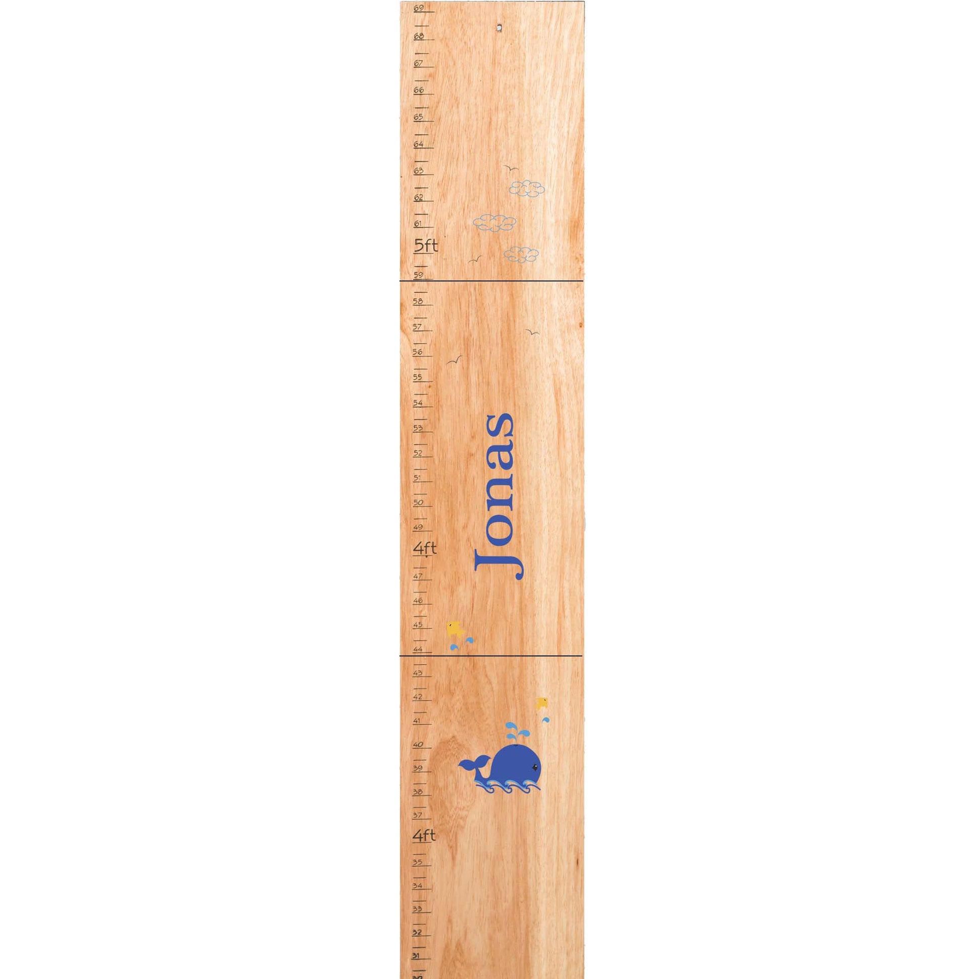 personalized wood growth chart with whales
