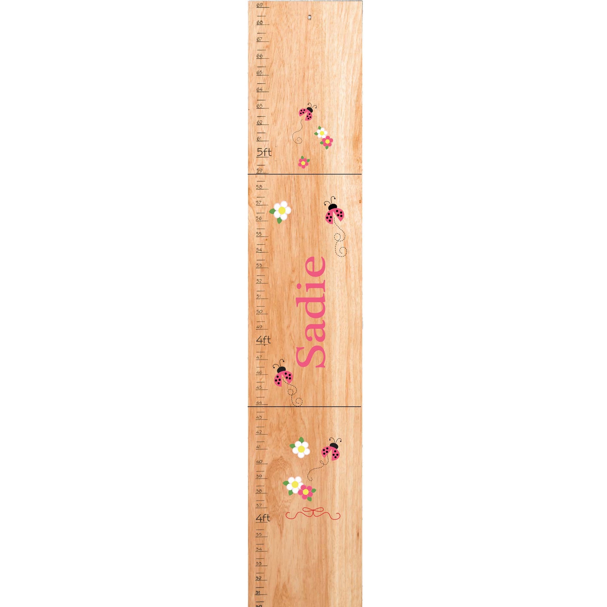 Personalized Natural Growth Chart With Red Ladybug Design