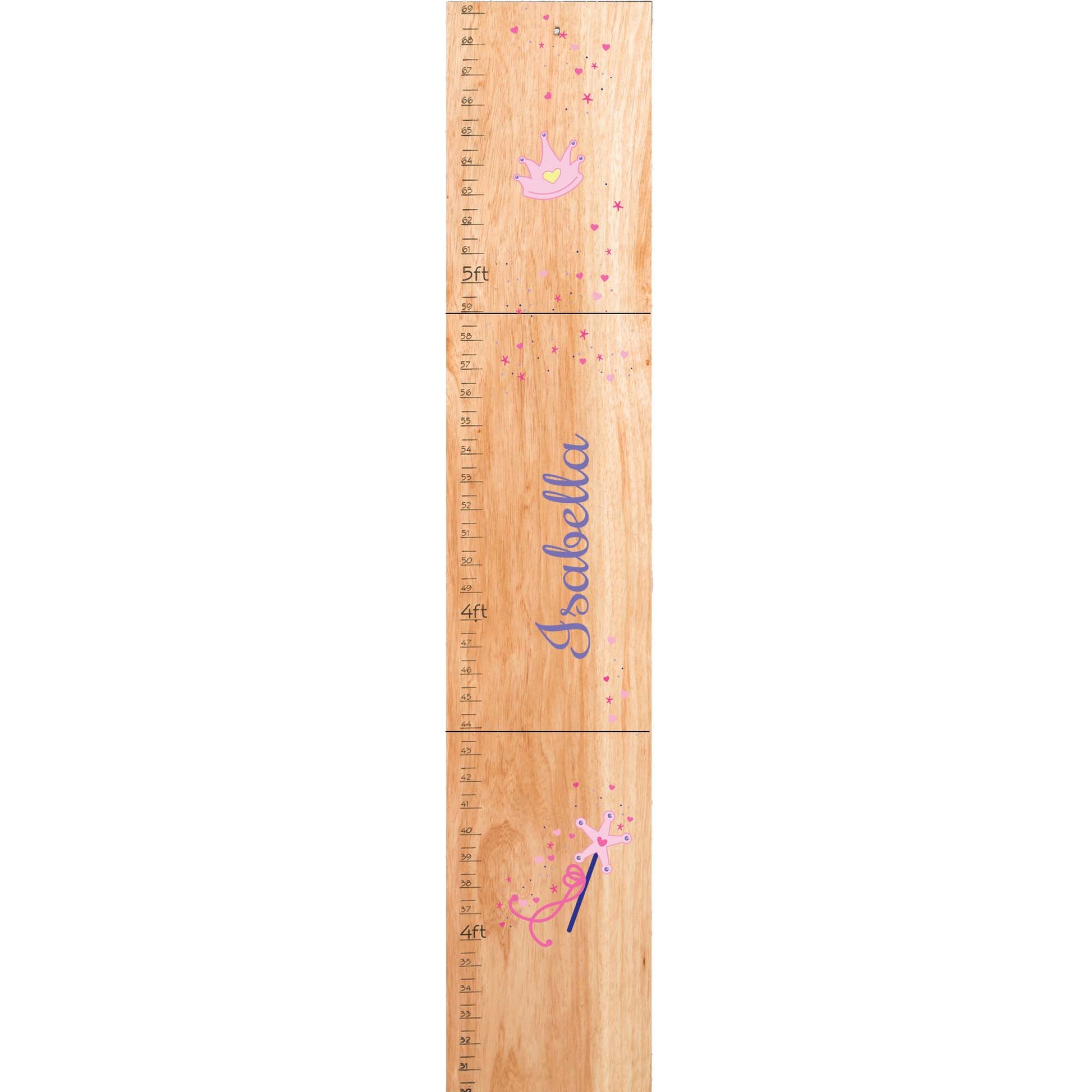 Personalized Natural Wooden Growth Chart with Panda Bear design