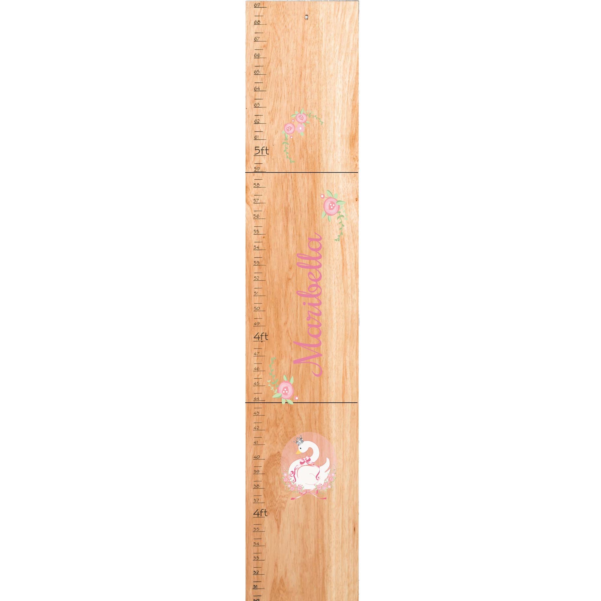 Personalized Natural Growth Chart With Swan Princess Design