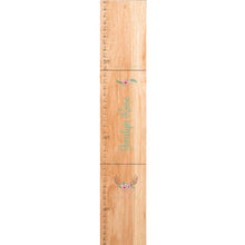 Personalized Natural Wooden Growth Chart with Spring Floral design