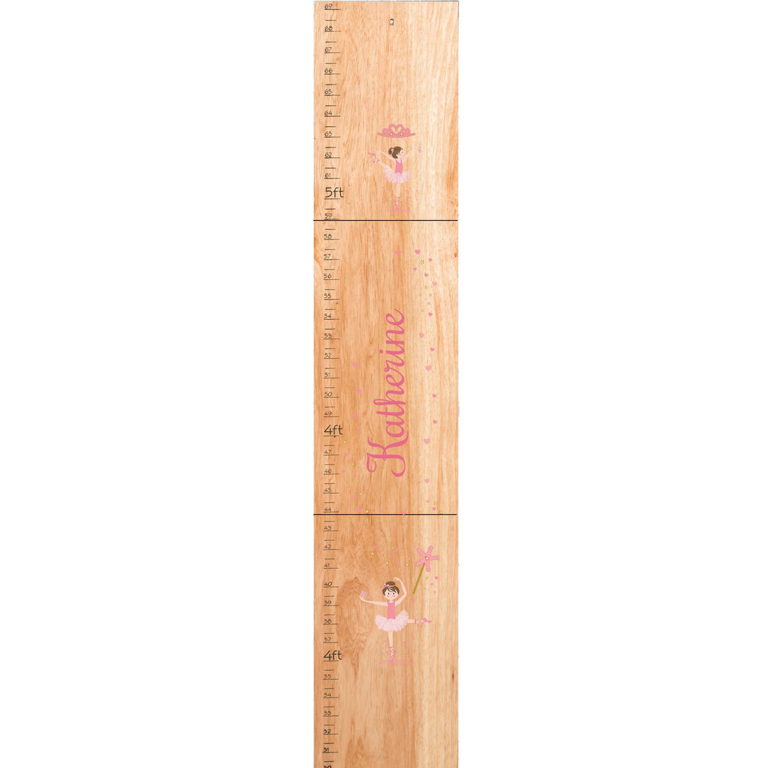 Personalized Natural Growth Chart With Ballerina Brunette Design