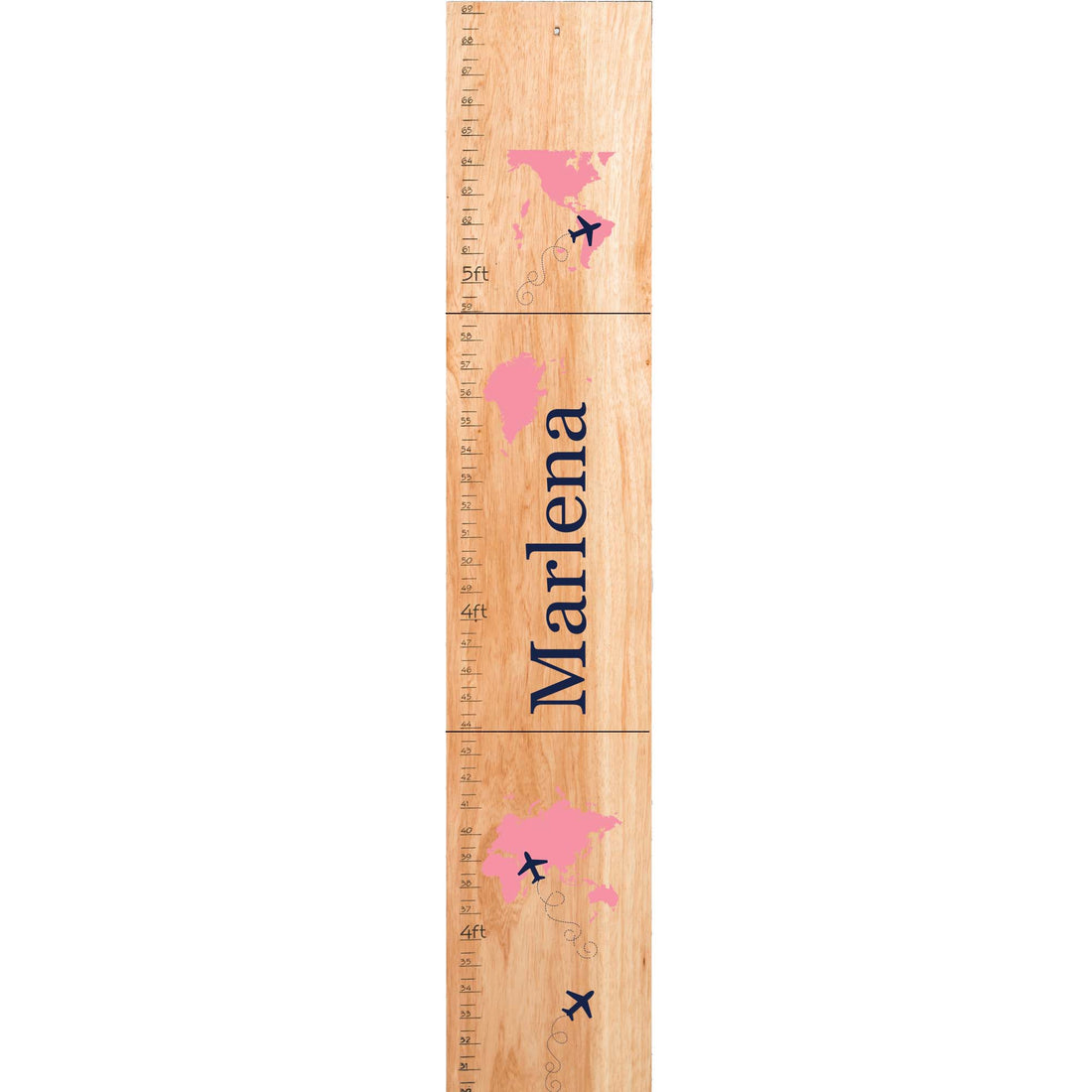 Personalized Natural Growth Chart With World Map Pink Design