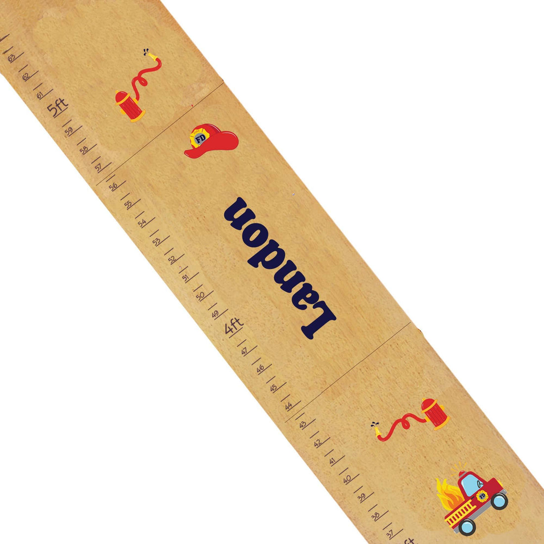 Personalized Natural Growth Chart With Firetruck Design