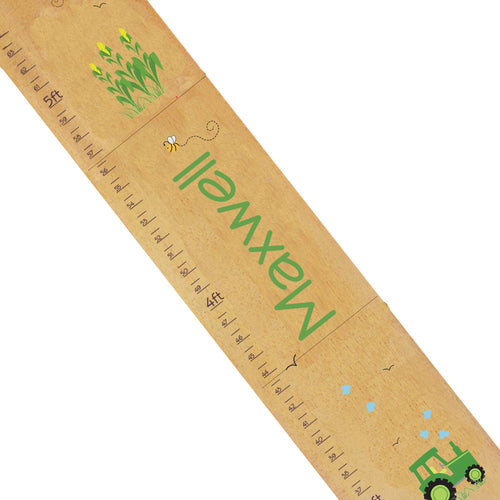 Personalized Natural Growth Chart With Green Tractor Design