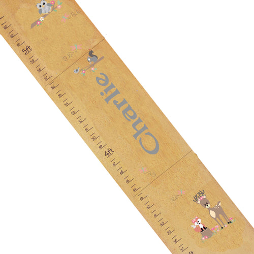 Personalized Natural Growth Chart With Woodland Gray Design