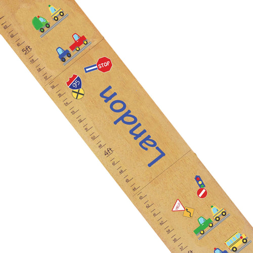 Personalized Natural Growth Chart With Cars And Trucks Design