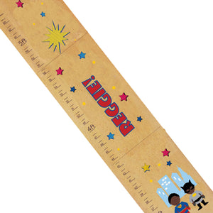 Personalized Natural Growth Chart With Superhero African American Design