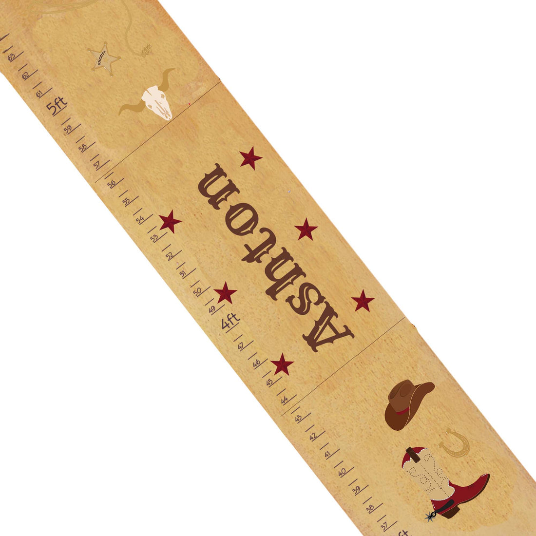 Personalized Natural Growth Chart With Wild West 2 Design