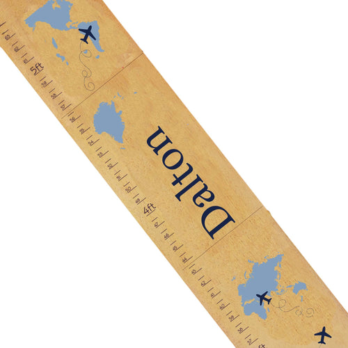 Personalized Natural Growth Chart With World Map Blue Design