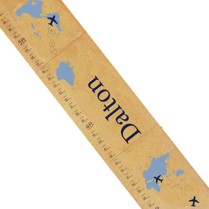 Personalized Natural Growth Chart With World Map Blue Design