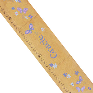 Personalized Natural Growth Chart With Butterflies Lavender Design