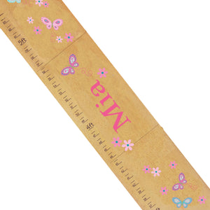Personalized Natural Growth Chart With Butterflies Pink Aqua Design