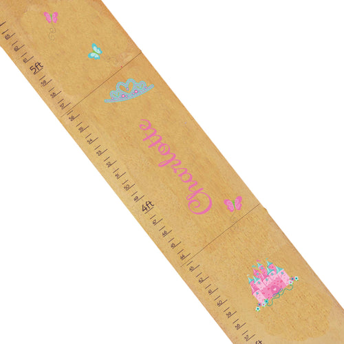 Personalized Natural Growth Chart With Princess Castle Pink Teal Design