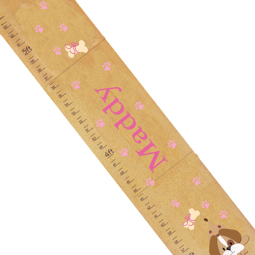 Personalized Natural Growth Chart With Puppy Pink Design