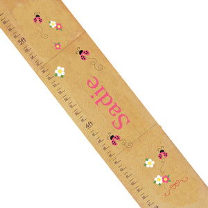 Personalized Natural Growth Chart With Pink Ladybug Design