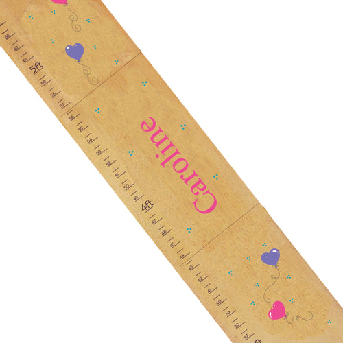 Personalized Natural Growth Chart With Heart Balloons Design
