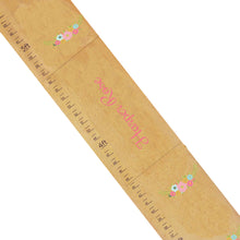 Personalized Natural Wooden Growth Chart with Spring Floral design