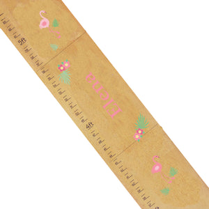 Personalized Natural Growth Chart With Palm Flamingo Design