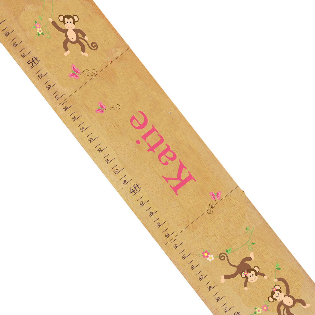 Personalized Natural Growth Chart With Monkey Girl Design
