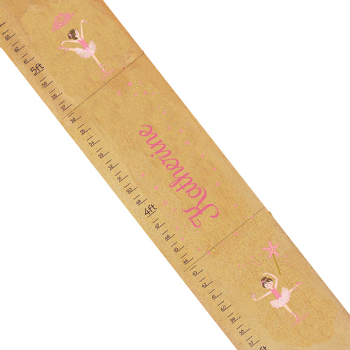 Personalized Natural Growth Chart With Ballerina Brunette Design