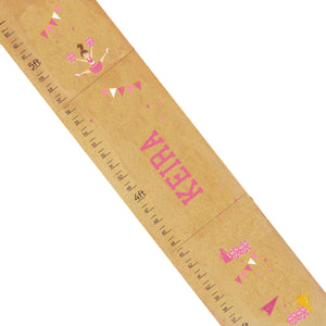 Personalized Natural Growth Chart With Cheerleader Brunette Pink Design