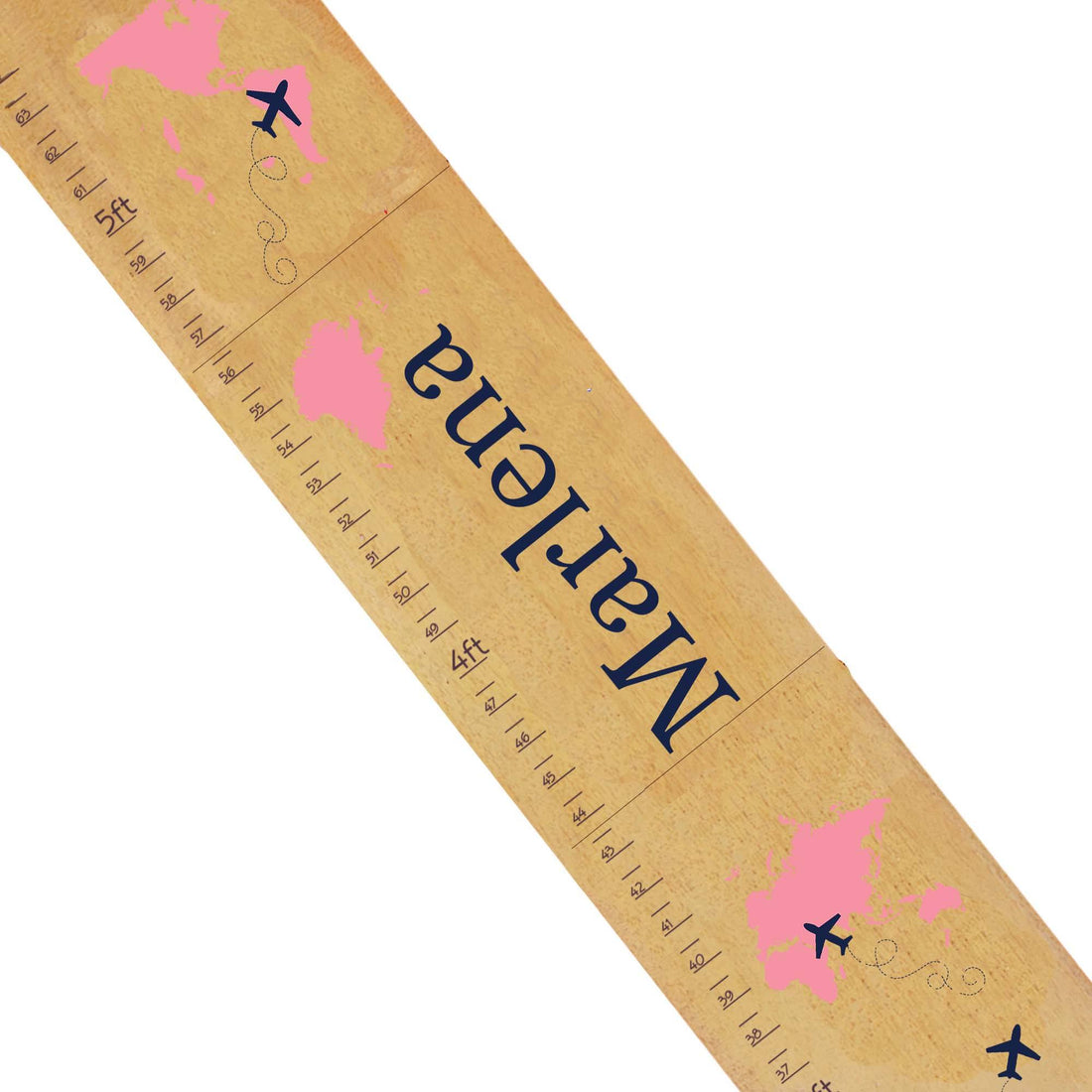 Personalized Natural Growth Chart With World Map Pink Design