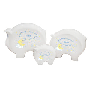 Personalized Piggy Bank with Moon and Stars design