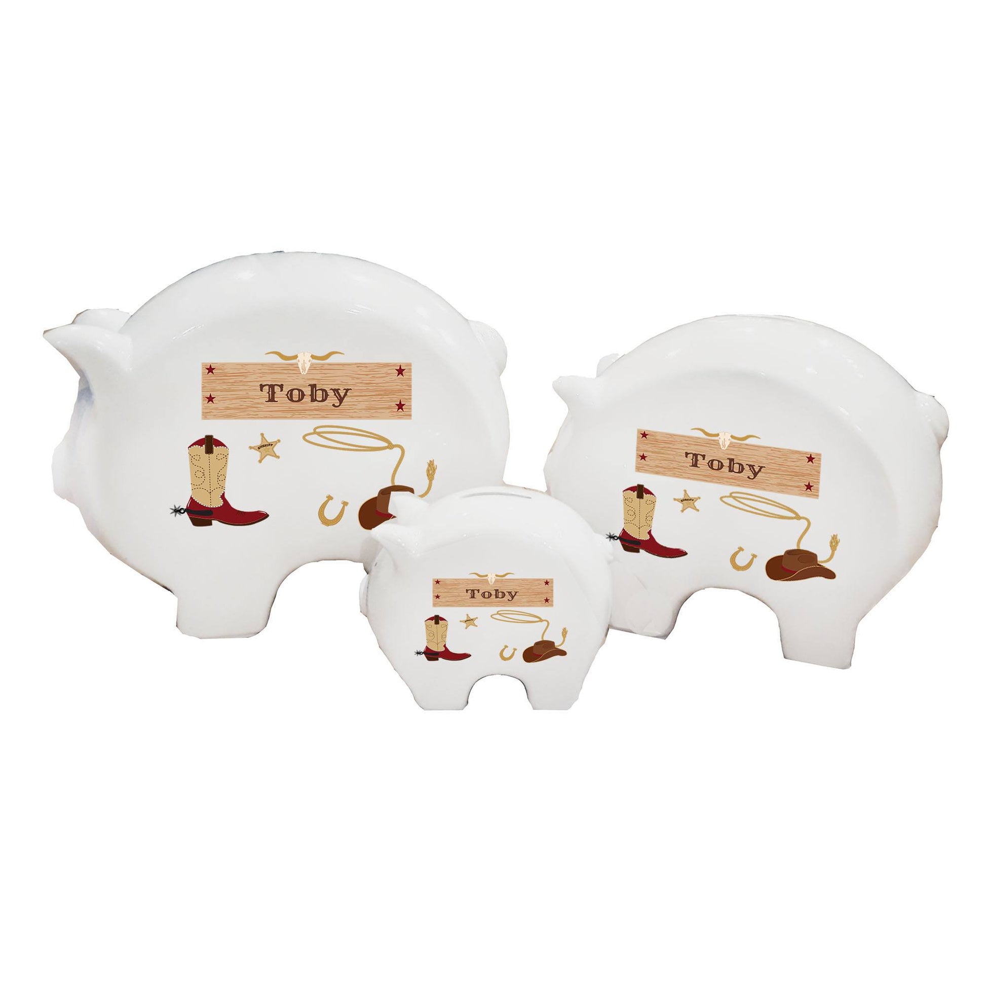 Personalized Piggy Bank with Wild West design