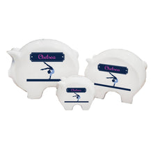 Personalized Piggy Bank with Gymnastics design