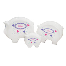 Personalized Piggy Bank with Heart Balloons design