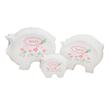Personalized Piggy Bank with Palm Flamingo design
