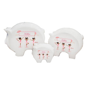 Personalized Piggy Bank with Ballerina African American design