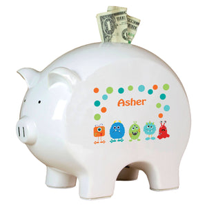 Personalized Piggy Bank with Monster Mash design