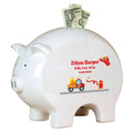 Personalized Piggy Bank with Fire Truck design