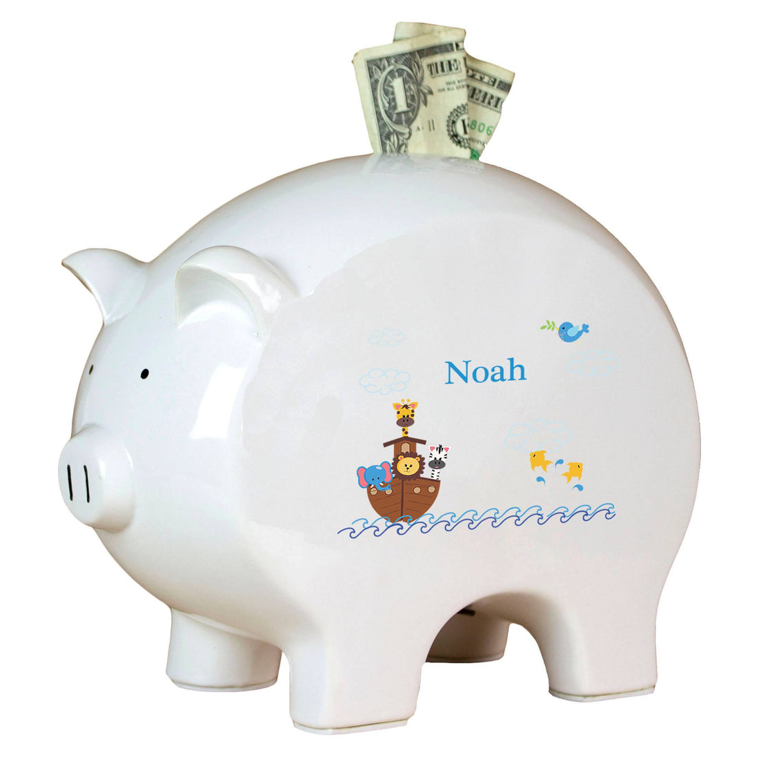 Personalized Piggy Bank with Noahs Ark design