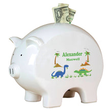 Personalized Piggy Bank with Dinosaurs design
