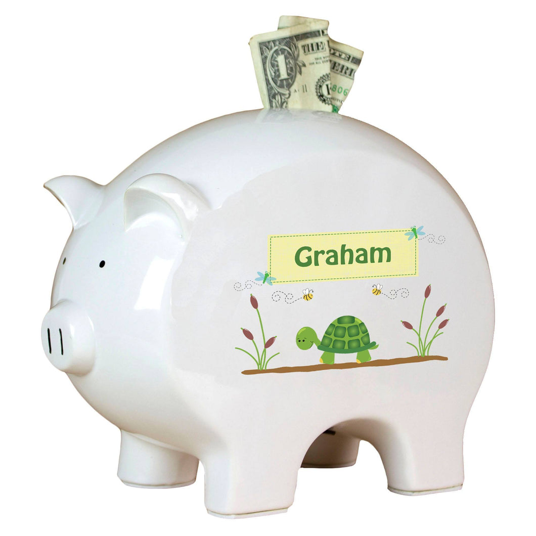 Personalized Piggy Bank with Turtle design