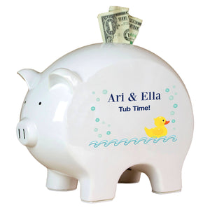 Personalized Piggy Bank with Rubber Ducky design