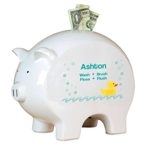 Personalized Piggy Bank with Rubber Ducky design