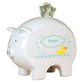 Personalized Piggy Bank with Rubber Ducky design