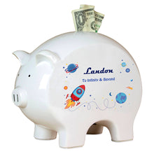 Personalized Piggy Bank with Rocket design