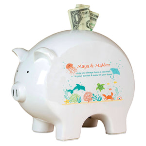 Personalized Piggy Bank with Sea and Marine design