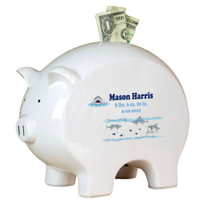 Personalized Piggy Bank with Shark Tank design