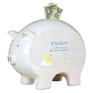 Personalized Piggy Bank with Moon and Stars design
