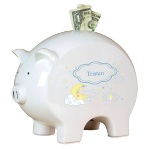 Personalized Piggy Bank with Moon and Stars design