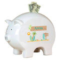 Personalized Piggy Bank with Surf'S Up design