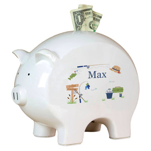 Personalized Piggy Bank Fishing design